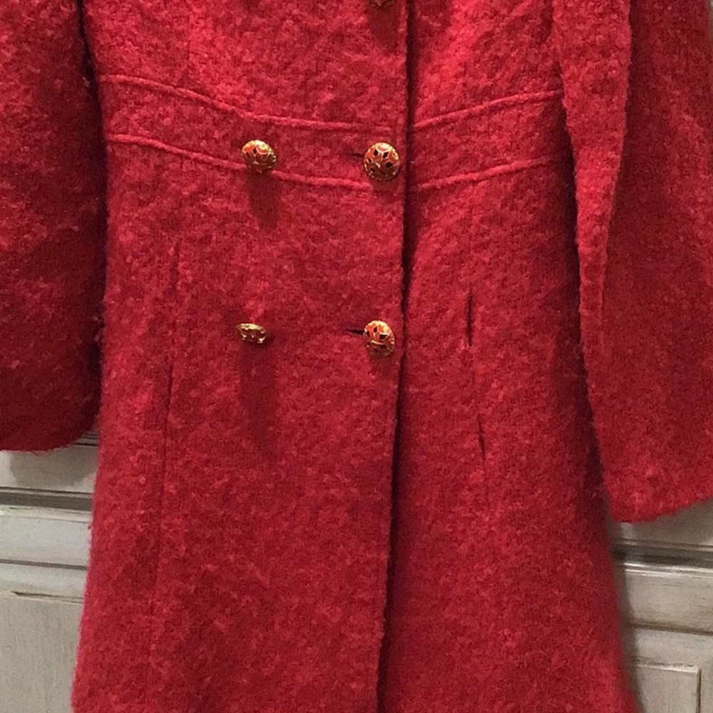 Beth Bowley Scarlet Textured Wool Mohair Silk Lined Peacoat Jacket $358 retail - Picture 6 of 11